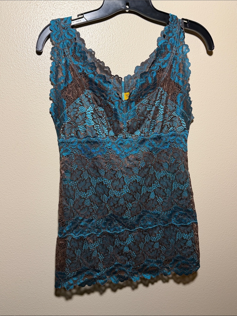 Teal and Brown Lace V-Neck Camisole